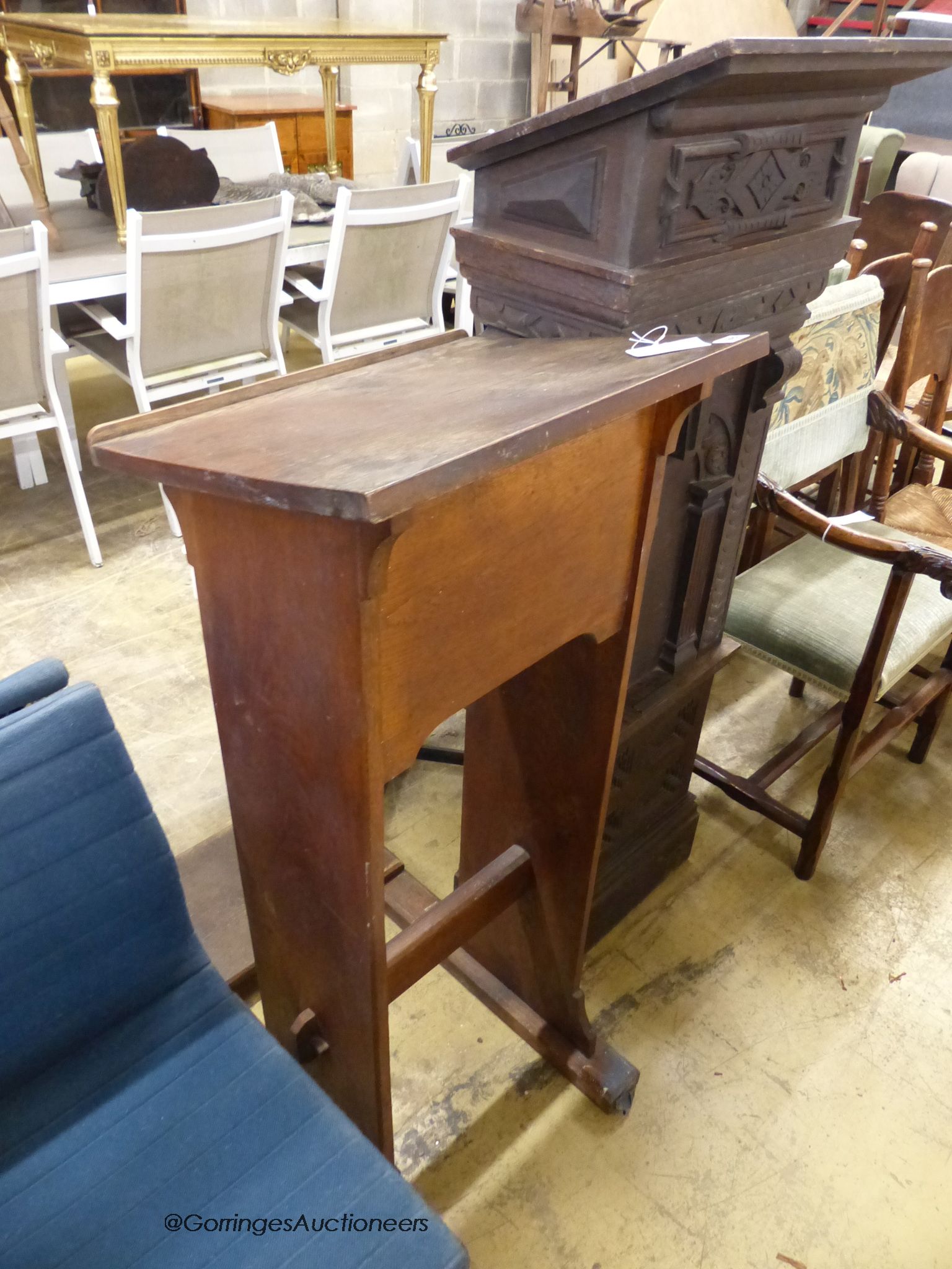 A Victorian carved oak lecturn, H-143 together with one other.